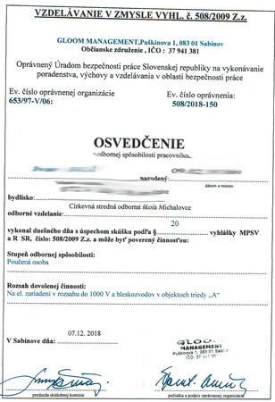 stavebný certifikát a osvedčenie