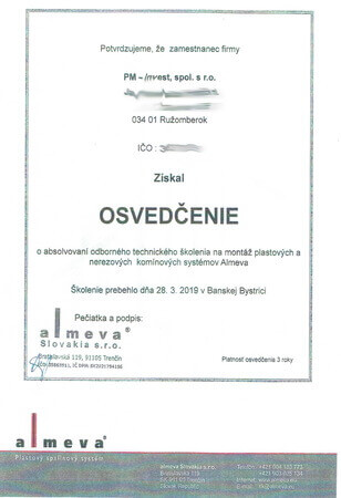 stavebný certifikát a osvedčenie